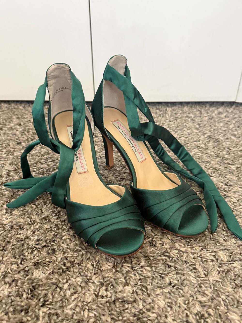 Kristin Cavallari Chinese Laundry Emerald Green Satin Heels